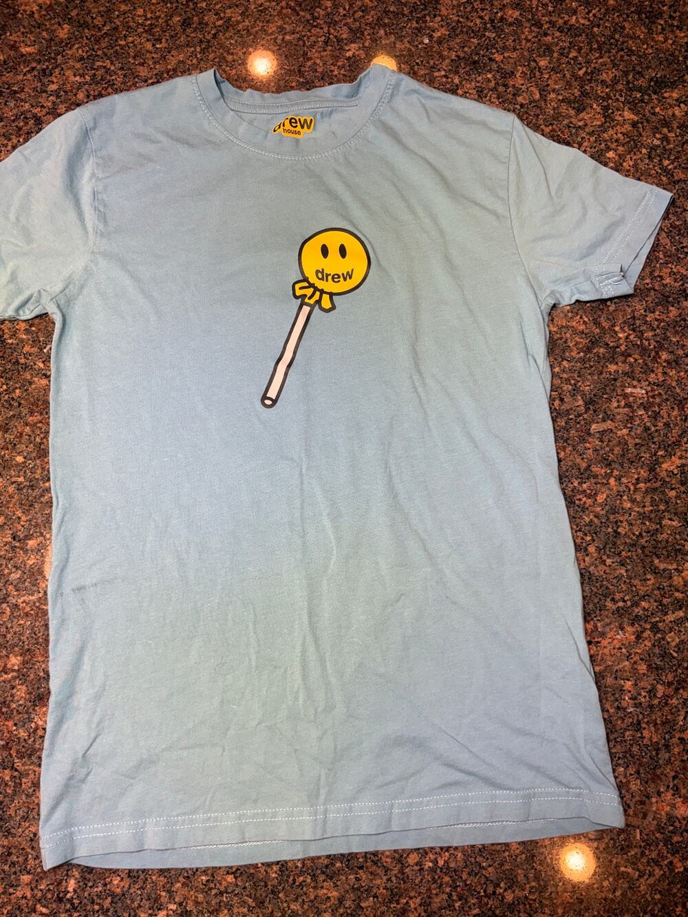 Drew House Blue T-shirt Cartoon Lollipop/Bomb Graphic Size M